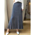 Pure Wool Pleated Midi Skirt