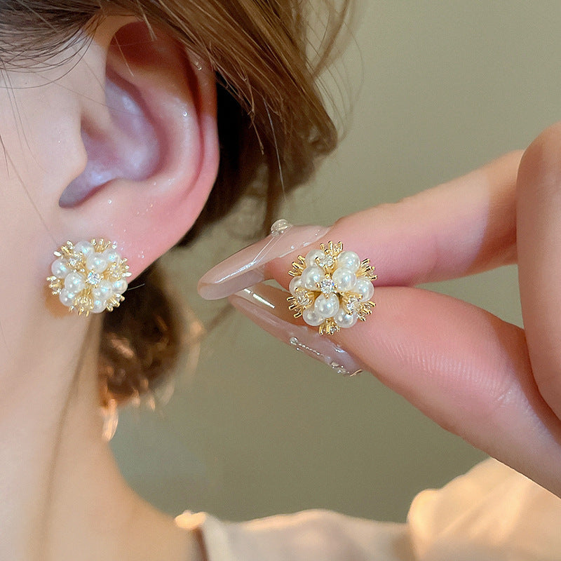 Floral Pearl Earrings — detail