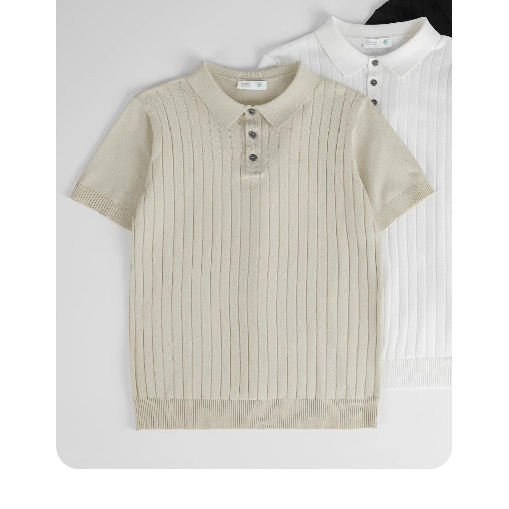 Ribbed Knit Polo