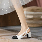 Block-Heel Cap-Toe Slingbacks — on model
