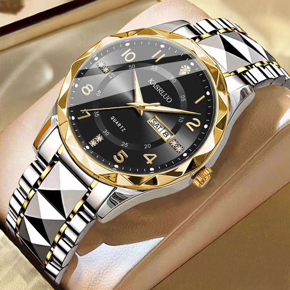 Faceted Bezel Day-Date Watch