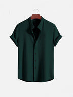 Corduroy Band-Collar Shirt