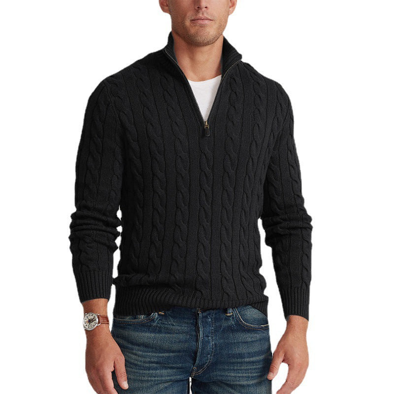Cotton Cable-Knit Half-Zip Sweater