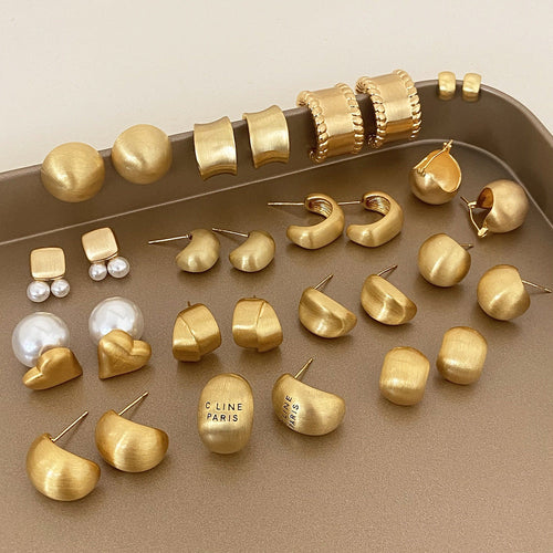 Brushed Gold-Plated Earrings — the full collection of styles