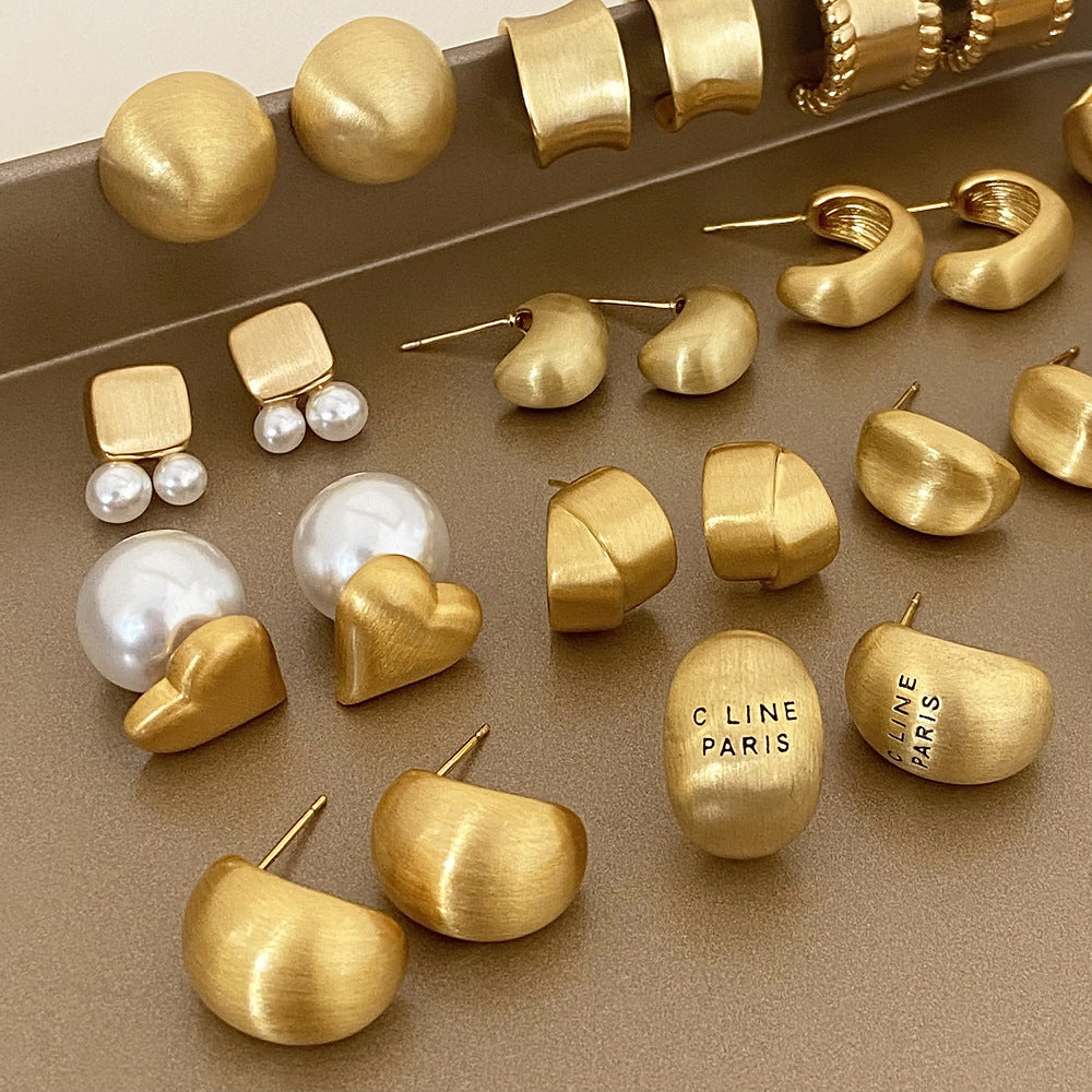 Brushed Gold-Plated Earrings — the full collection of styles