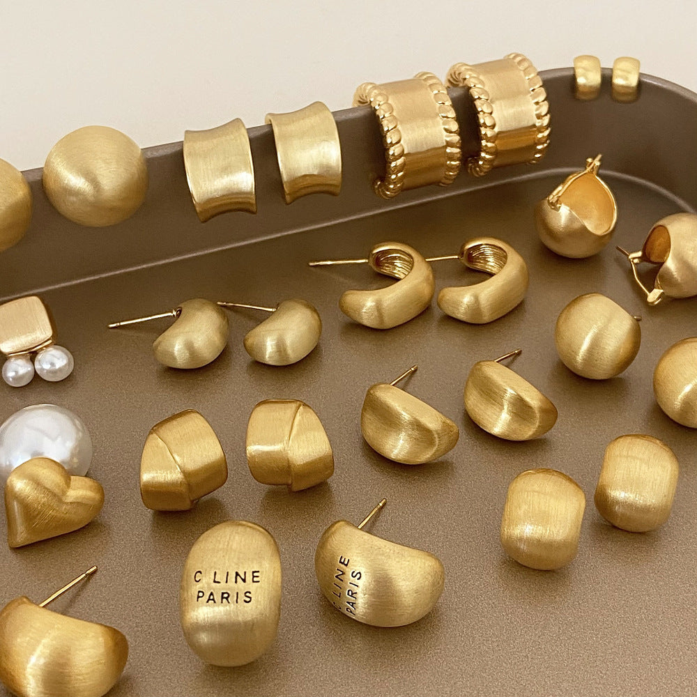 Brushed Gold-Plated Earrings — the full collection of styles