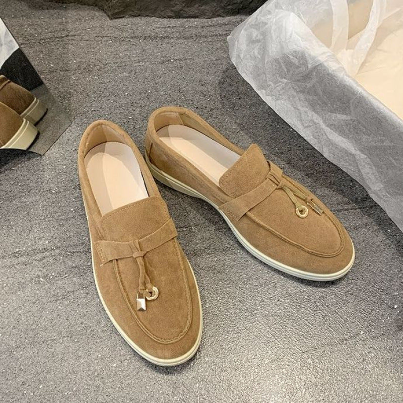Charm-Tassel Suede Loafers