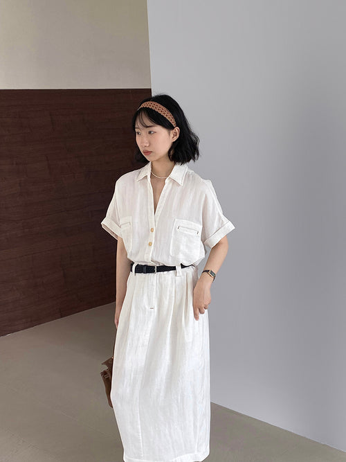 Belted Safari Maxi Dress — on model