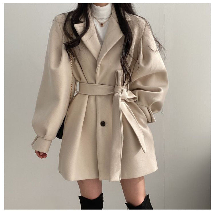 Belted Swing Coat — detail