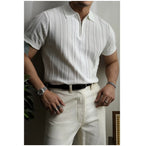 Ribbed Half-Zip Polo — detail