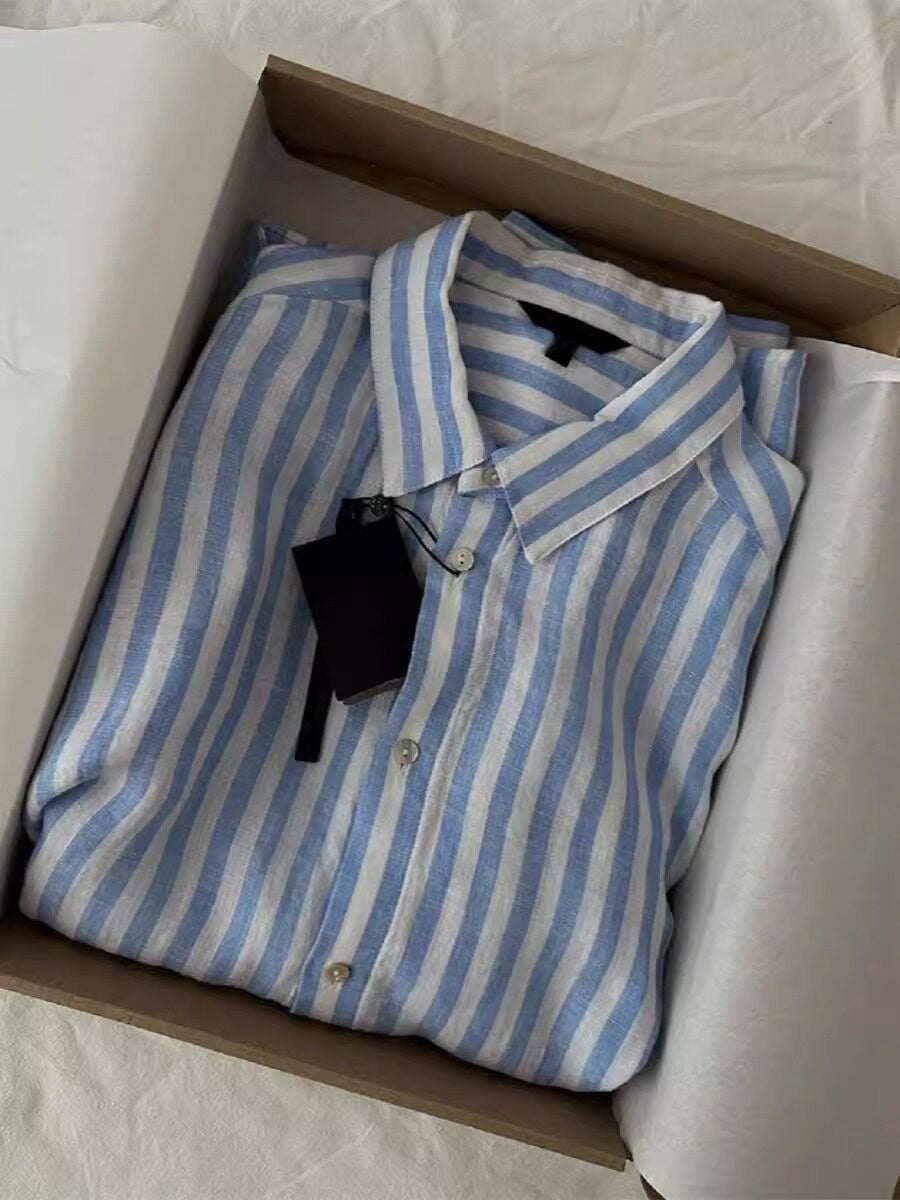 Blue Striped Linen Shirt