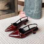 Buckle-Strap Slingback Kitten Heels — still life