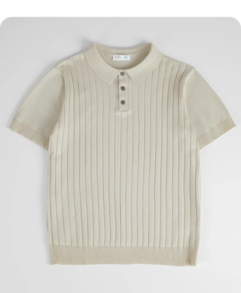 Ribbed Knit Polo — detail