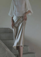 Satin Midi Slip Skirt — detail