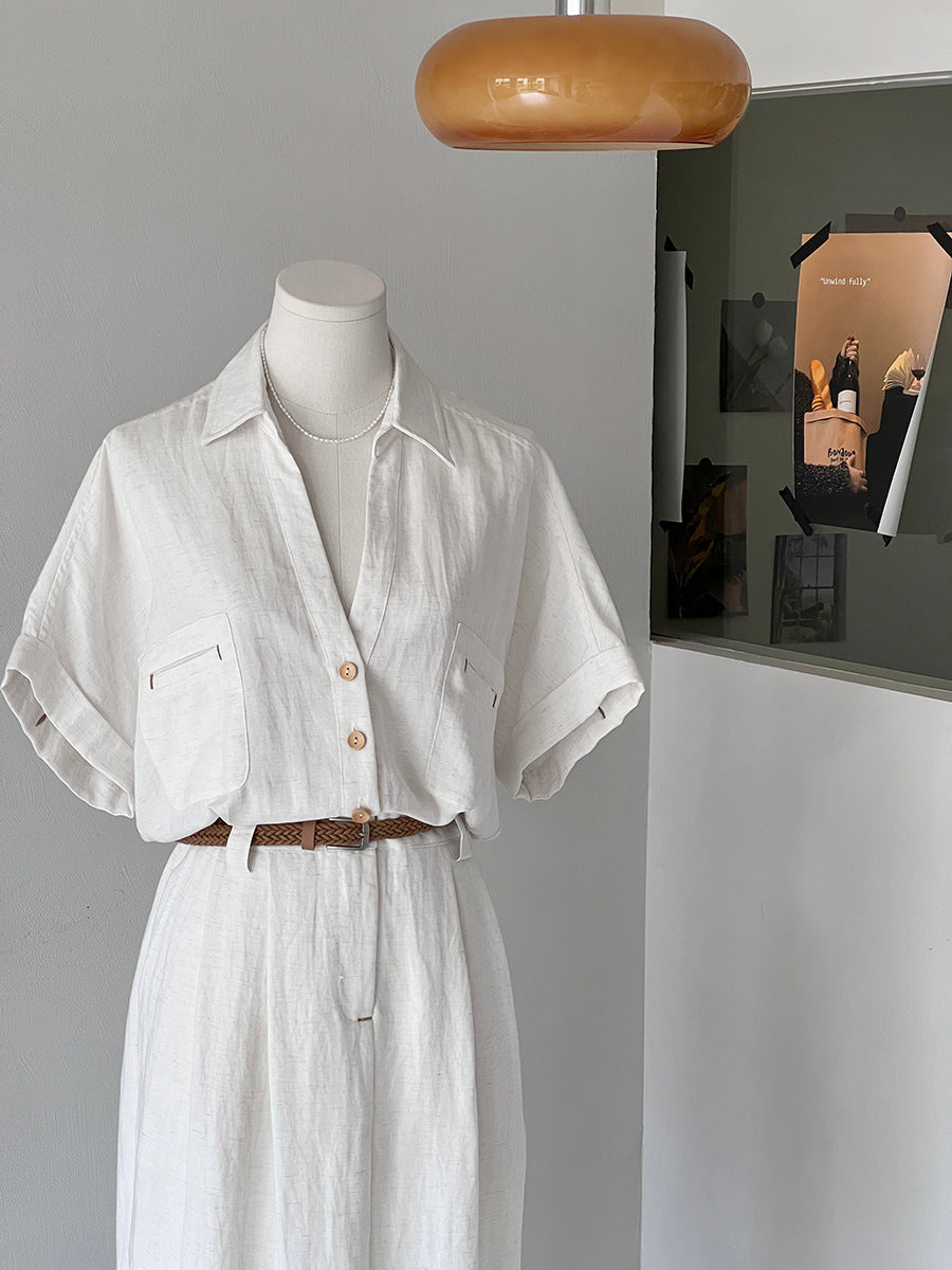 Belted Safari Maxi Dress — still life