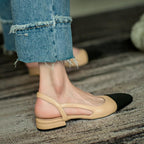 Block-Heel Cap-Toe Slingbacks — on model