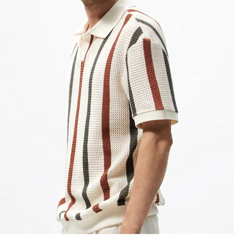 Open-Knit Stripe Polo — detail