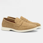 Topstitched Cream-Sole Loafers