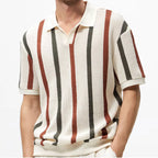 Open-Knit Stripe Polo