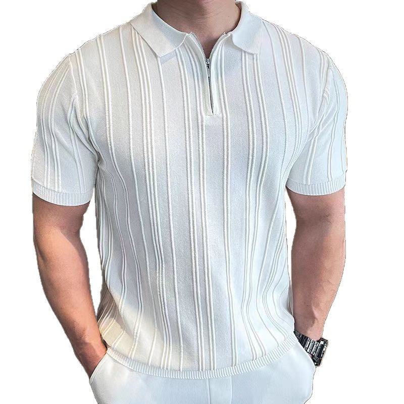 Ribbed Half-Zip Polo
