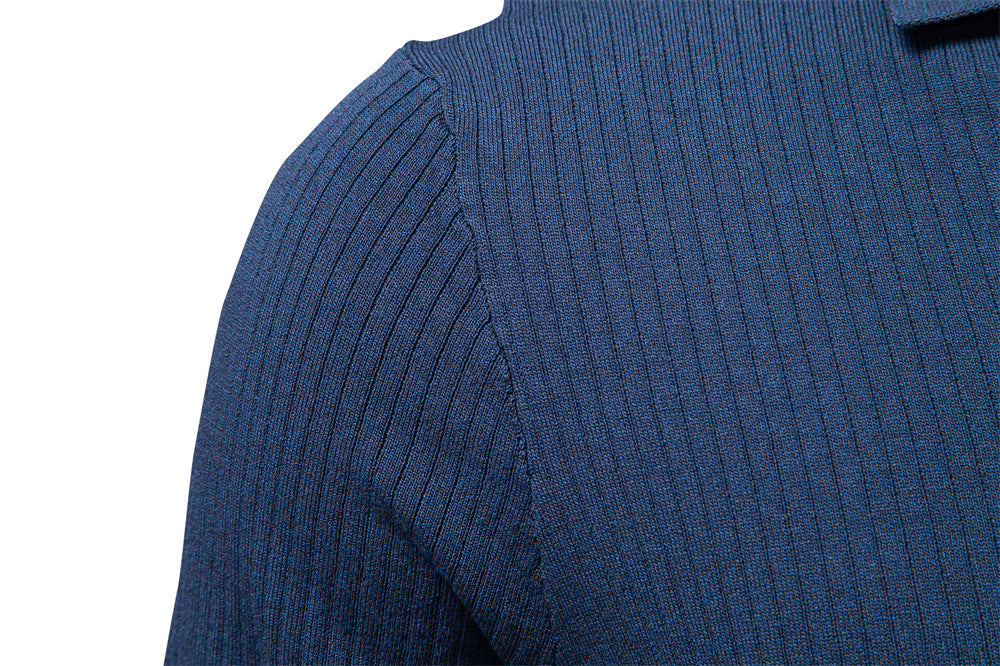 Ribbed Open-Collar Polo — detail