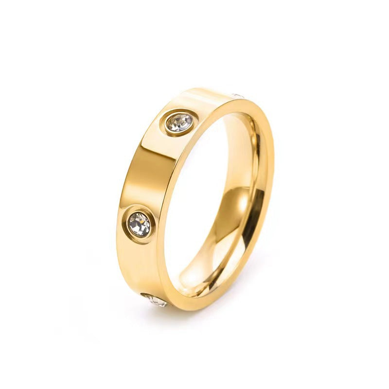 Crystal-Set Steel Ring