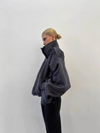 Womens Stand Collar Wool Blend Coat