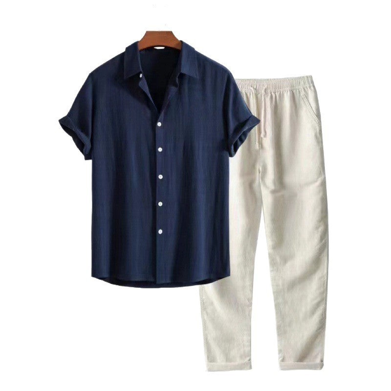 Textured Camp-Collar Set