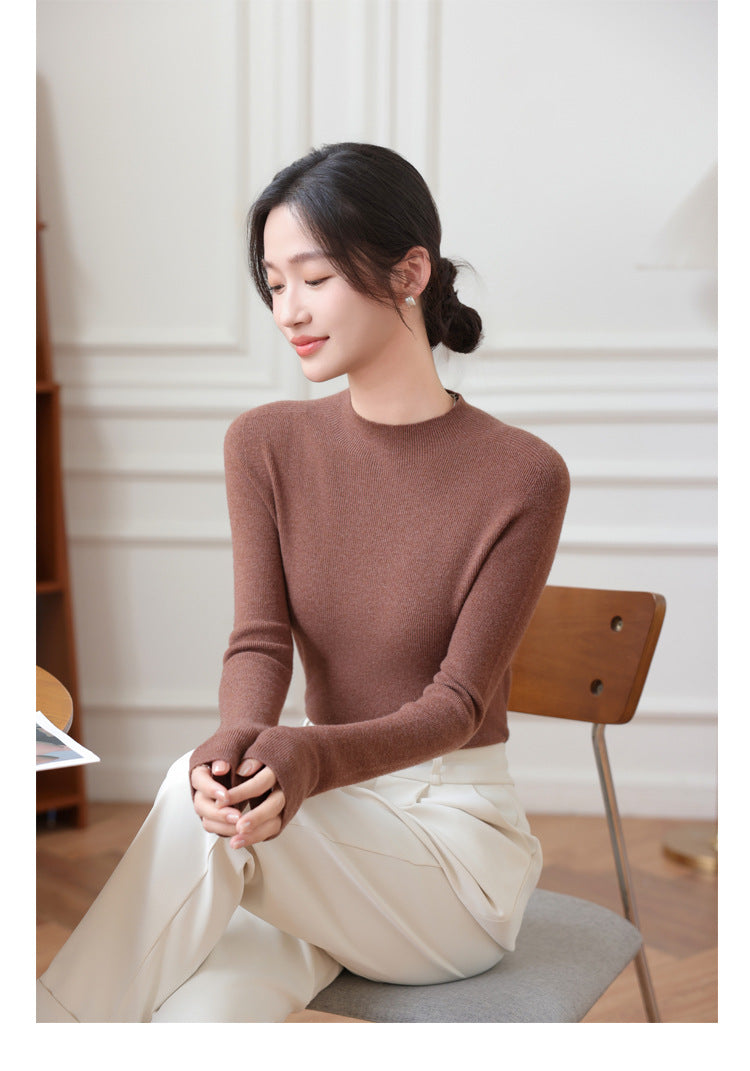 Fine-Rib Layering Sweater — on model