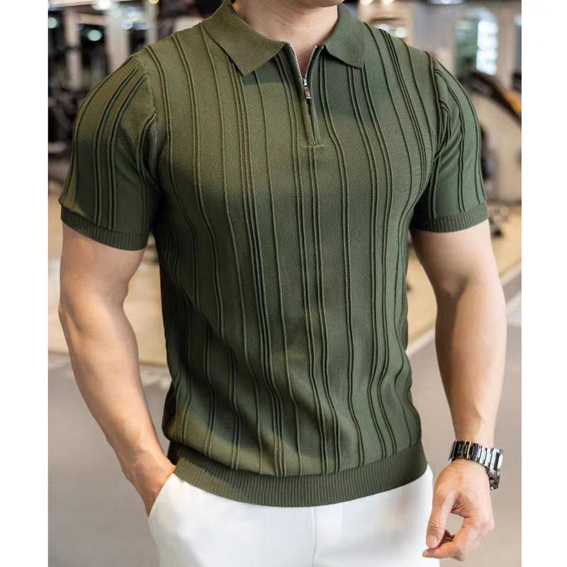 Ribbed Half-Zip Polo