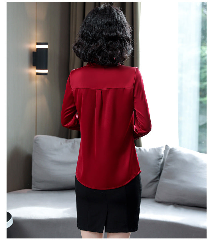 Bar-Accent Satin Blouse — back view