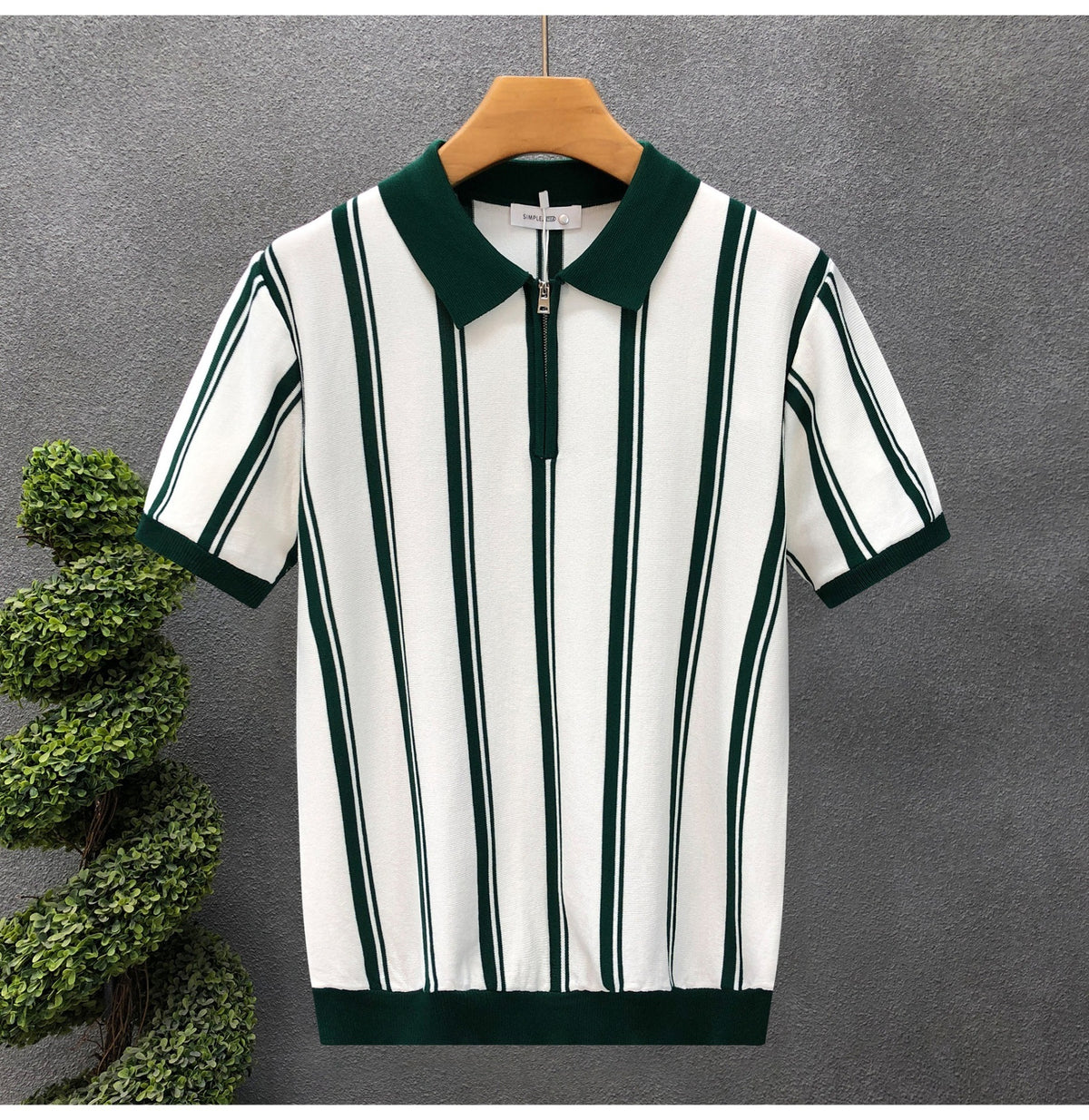 Zip Stripe Polo