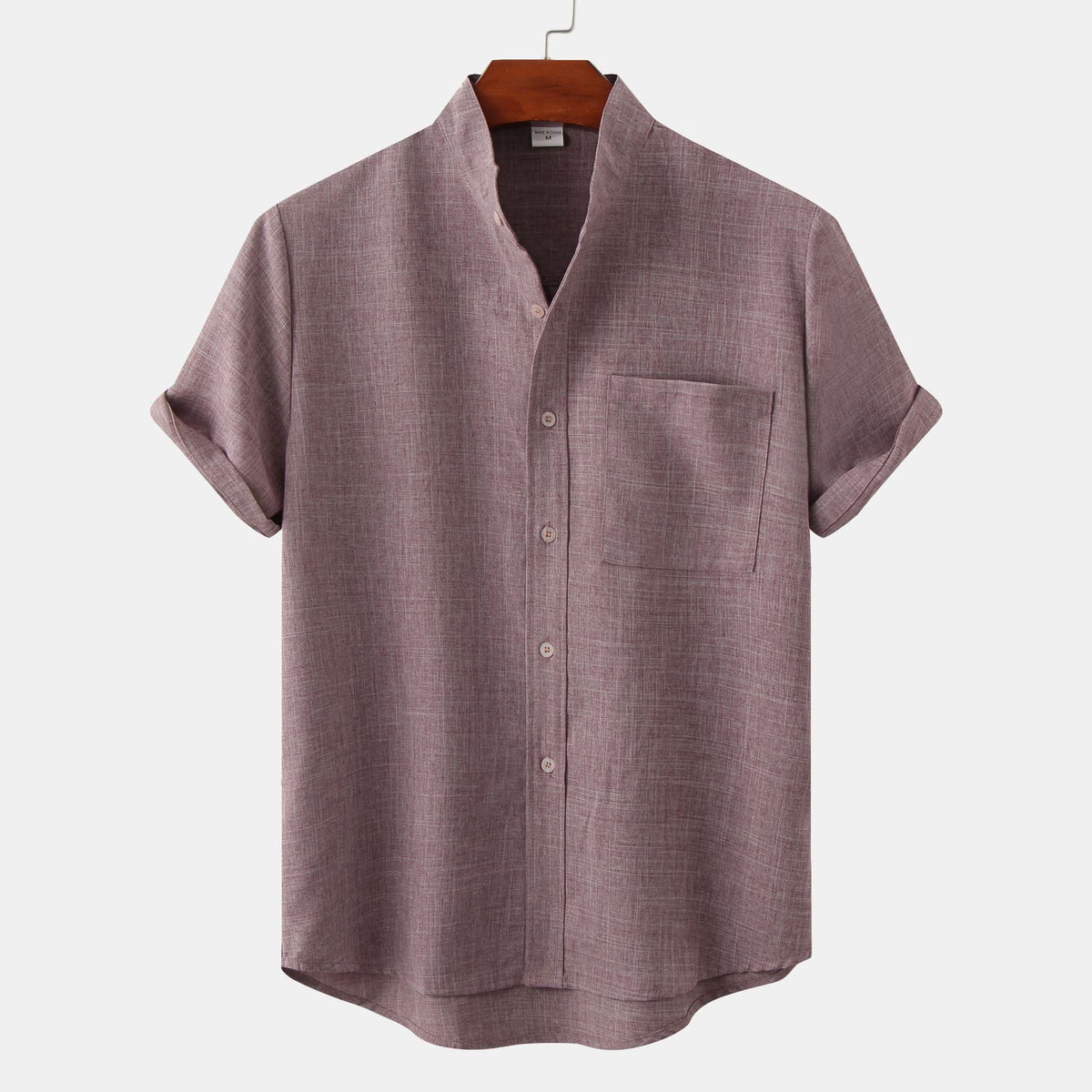 Band-Collar Pocket Shirt
