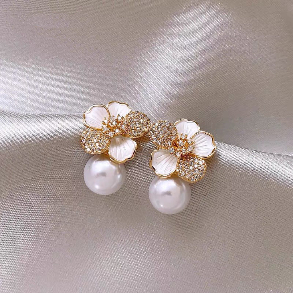 Floral Faux-Pearl Earrings