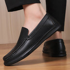 Plain-Vamp Leather Loafers