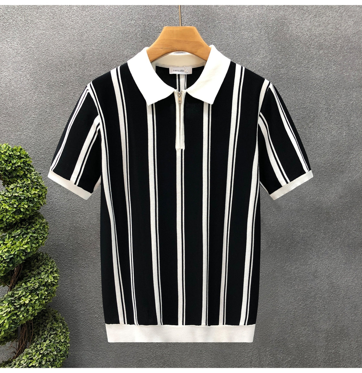 Zip Stripe Polo