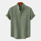 Band-Collar Pocket Shirt