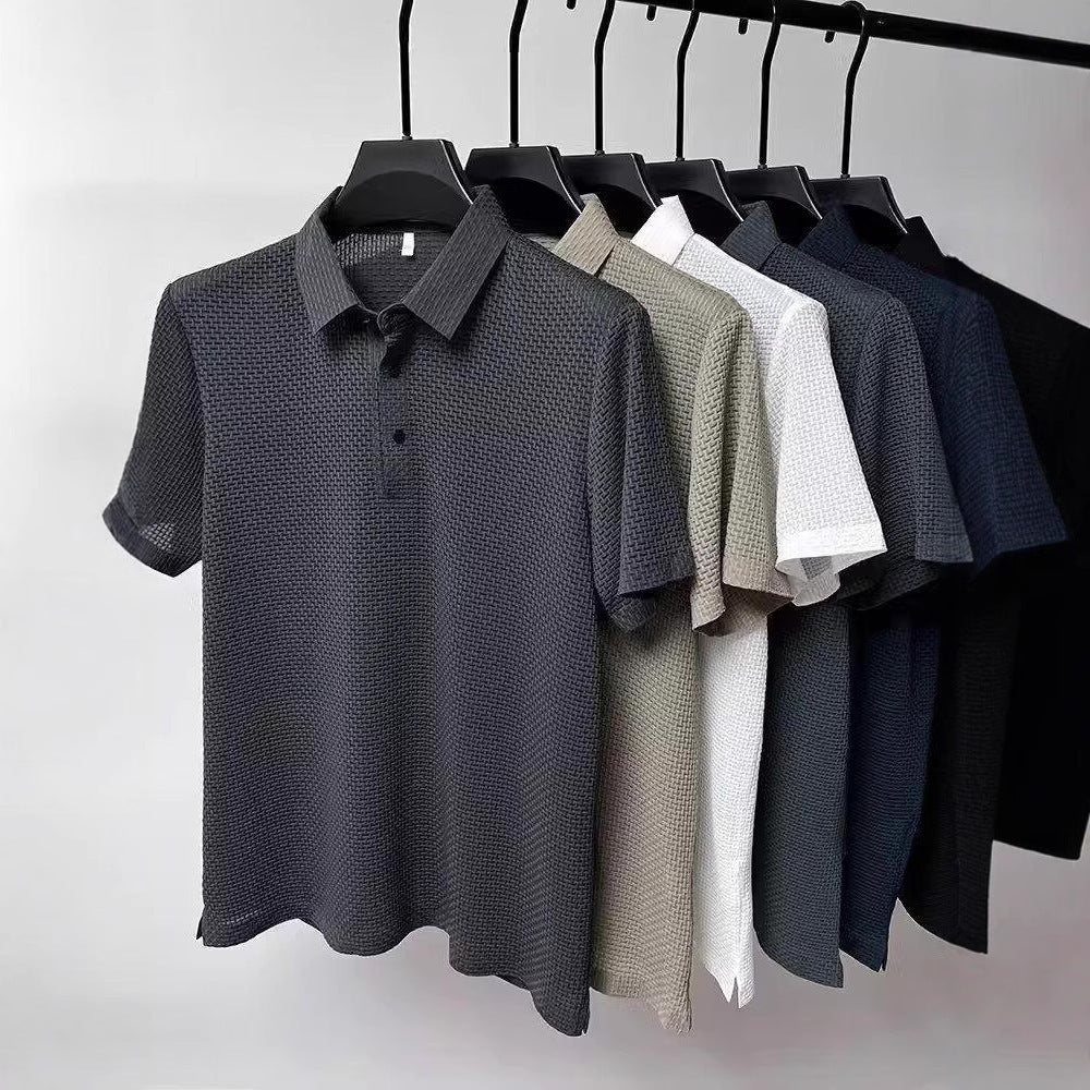 Waffle-Knit Polo