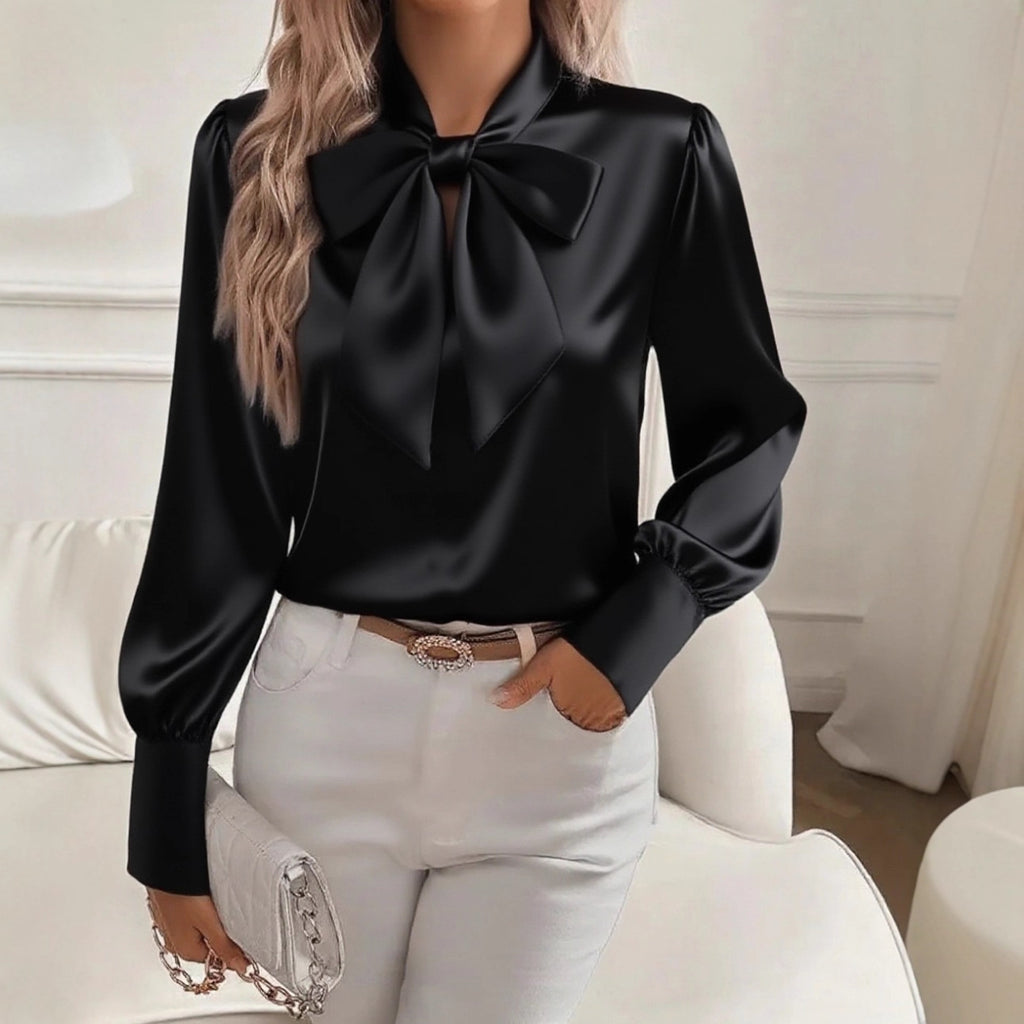 Women's Satin Bow Blouse