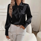 Women's Satin Bow Blouse