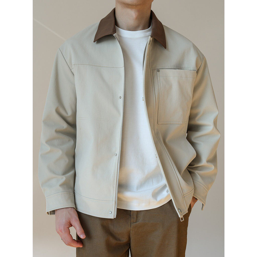 Contrast-Collar Chore Jacket
