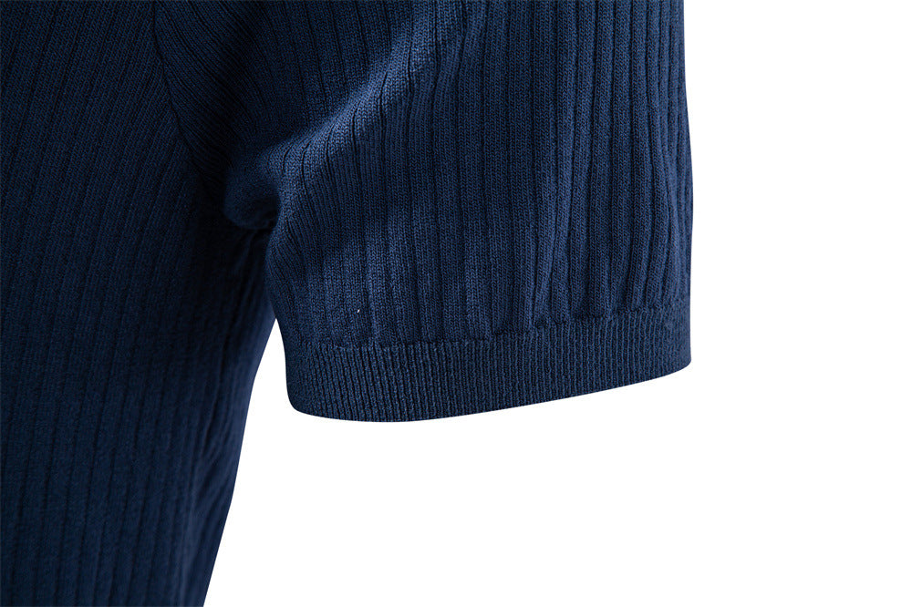 Ribbed Open-Collar Polo — detail