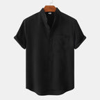 Band-Collar Pocket Shirt