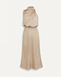 Satin Halter Midi Dress in Sand — still life