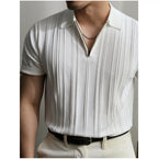 Ribbed Half-Zip Polo — detail