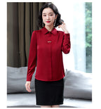 Bar-Accent Satin Blouse — on model