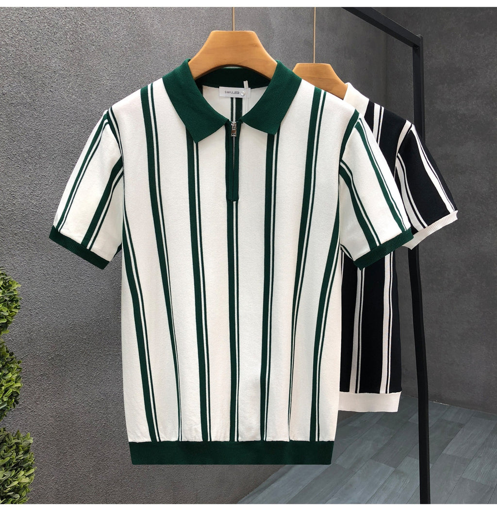 Zip Stripe Polo — detail