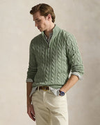 Cotton Cable-Knit Half-Zip Sweater