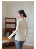 Fine-Rib Layering Sweater — back view