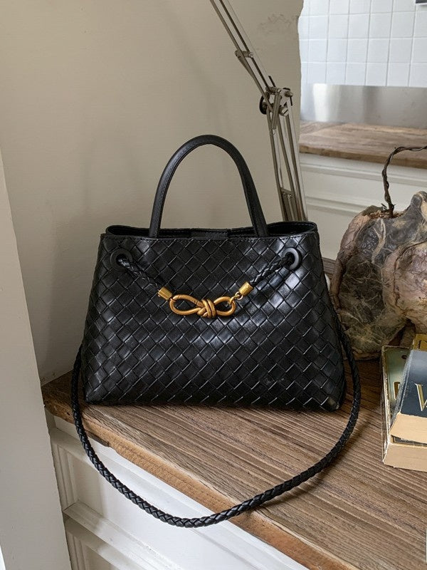 Woven Knot Top-Handle Bag